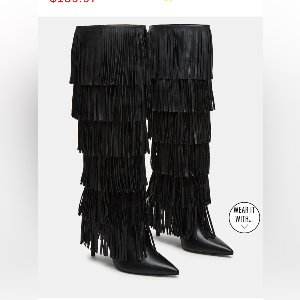 Leather boots with tassels great condition worn once